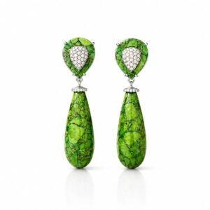 Brinco Turquesa Verde Ródio - Elaine Palma