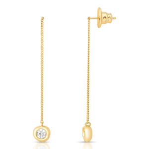 Brinco Dourado Longo Com Zircônia