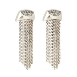 Brinco Longo Correntaria Op Art Prata Boho - Hector Albertazzi