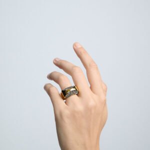 Anel F053 Op Art  Black Diamond  M - Imagem 2
