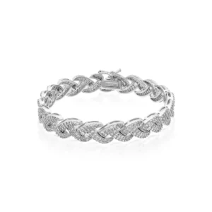 Pulseira Riviera Trançada Cravejada Prata