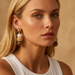 Brinco Longo Madeira Handmade Dourado | Western Glam - Juliana Manzini - Imagem 2