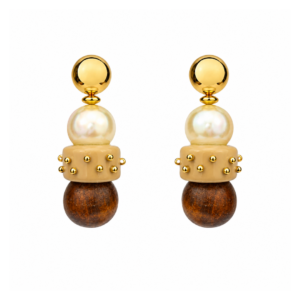 Brinco Longo Madeira Handmade Dourado | Western Glam - Juliana Manzini