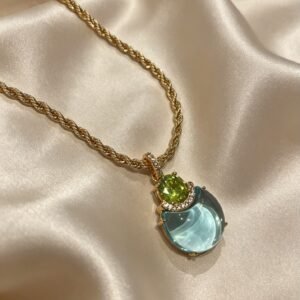 Colar Stone Apple Green Dourado