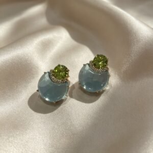 Brinco Stone Apple Green Dourado