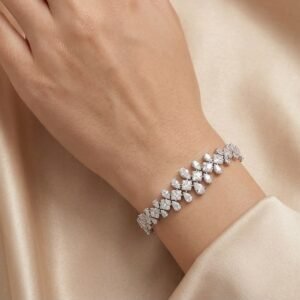 Pulseira Luxo Baguete Gotas Micro Cravejadas Ródio - Imagem 1