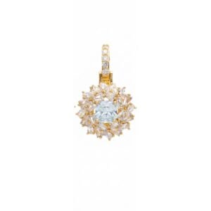 Pingente Flor Baguete Acqua Marinho
