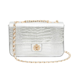 BOLSA ANNE JUMBO EM COURO NATURAL NEW CROCO PRATA - Isla