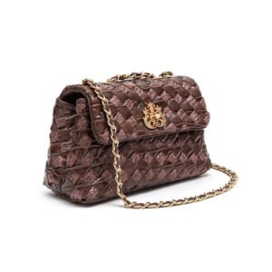 BOLSA HELEN COURO E RÁFIA PEQUENA PINHÃO TRESSÊ - ISLA - Imagem 2