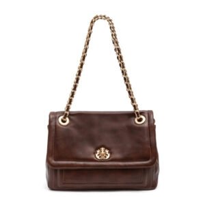BOLSA FLAP DAHLIA COURO PINHÃO OURO - Isla