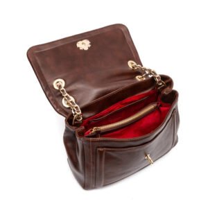 BOLSA FLAP DAHLIA COURO PINHÃO OURO - Isla - Imagem 3