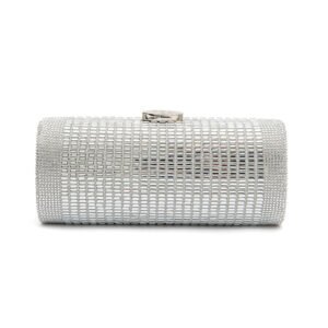 BOLSA CLUTCH CILÍNDRICA MÉDIA DE CRISTAIS PRATA - ISLA - Imagem 2