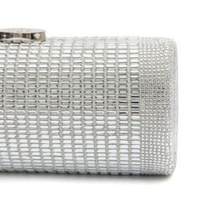 BOLSA CLUTCH CILÍNDRICA MÉDIA DE CRISTAIS PRATA - ISLA - Imagem 3