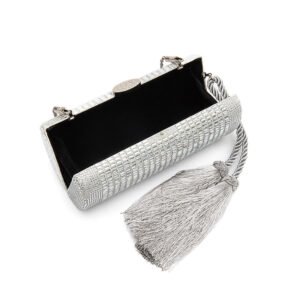 BOLSA CLUTCH CILÍNDRICA MÉDIA DE CRISTAIS PRATA - ISLA - Imagem 4